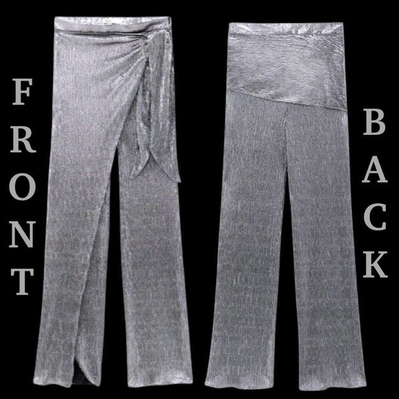 Zara Sparkly Wrap Front Pants Size S BNWT - Picture 2 of 5